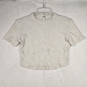 Fabletics Womens Seamed Rib Baby Tee‎ Size Medium Bone Heather